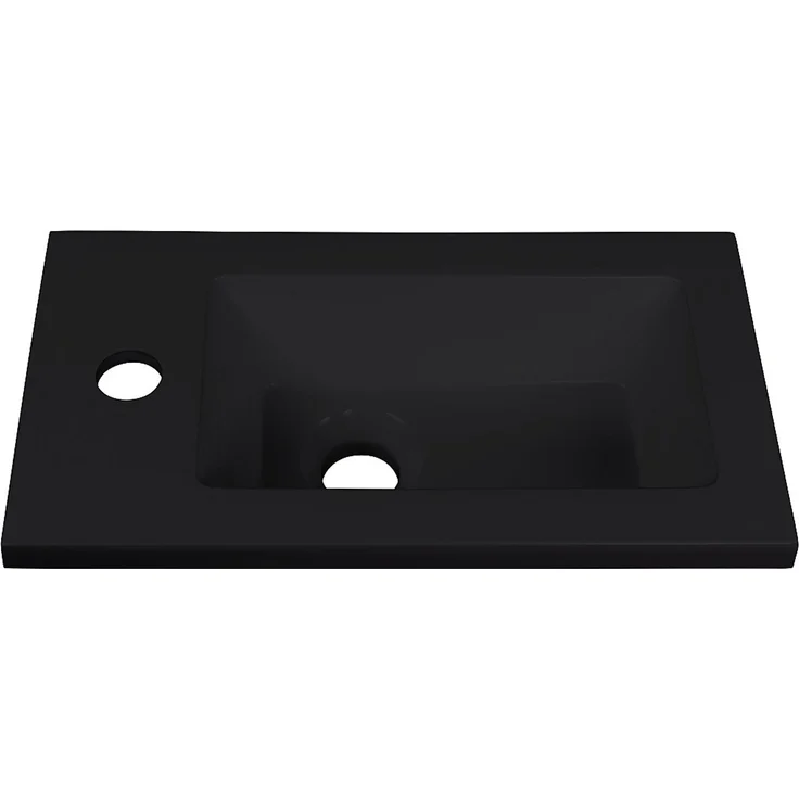Vente-unique - Hängender Handwaschbecken-Unterschrank mit Nische und schwarzem Aufsatzbecken – 40 cm – Farbton helles Natur – LOPENA – Bild 6