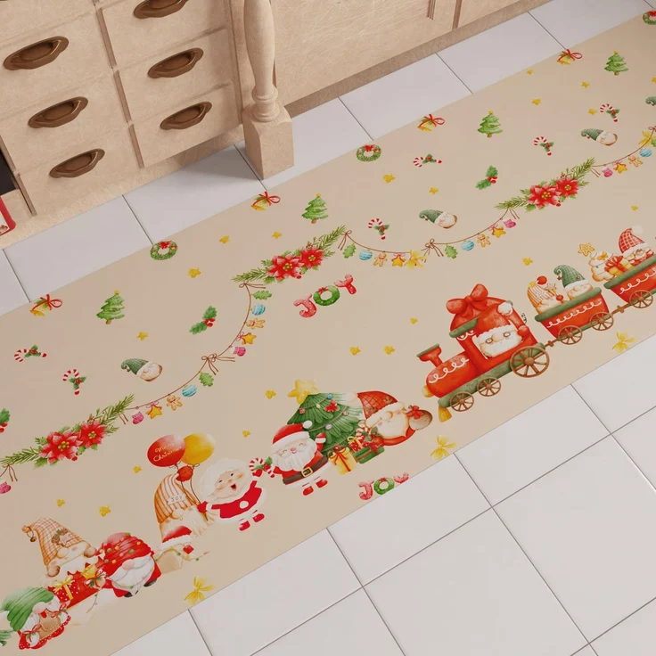 PETTI Artigiani Italiani - Weihnachts-Küchenläufer, Rutschfester und waschbarer Teppich, 52x140 cm, Weihnachtswichtel-Teppich, Made in Italy