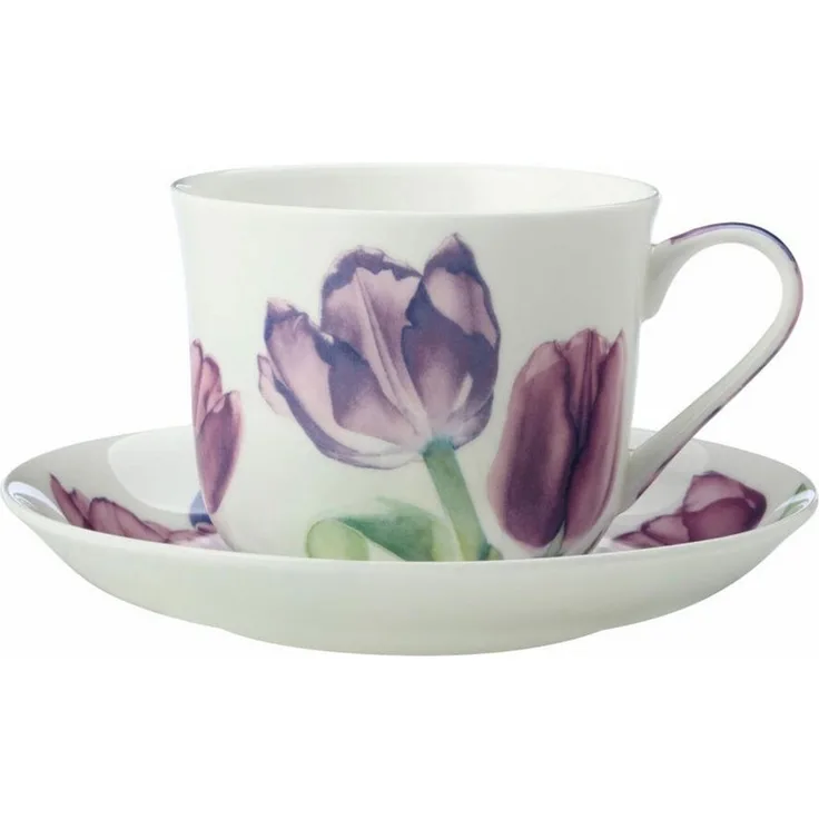 Maxwell & Williams JY0036 Tasse mit Untertasse 480ml Tulpe FLORIADE Bone China Porzellan, in Geschenkbox
