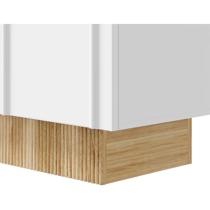 ZUBALIYA Sideboard 160x38x75 cm, mit 4 Türen, aus Spanplatte, Weiß / Holzfarben – Bild 13