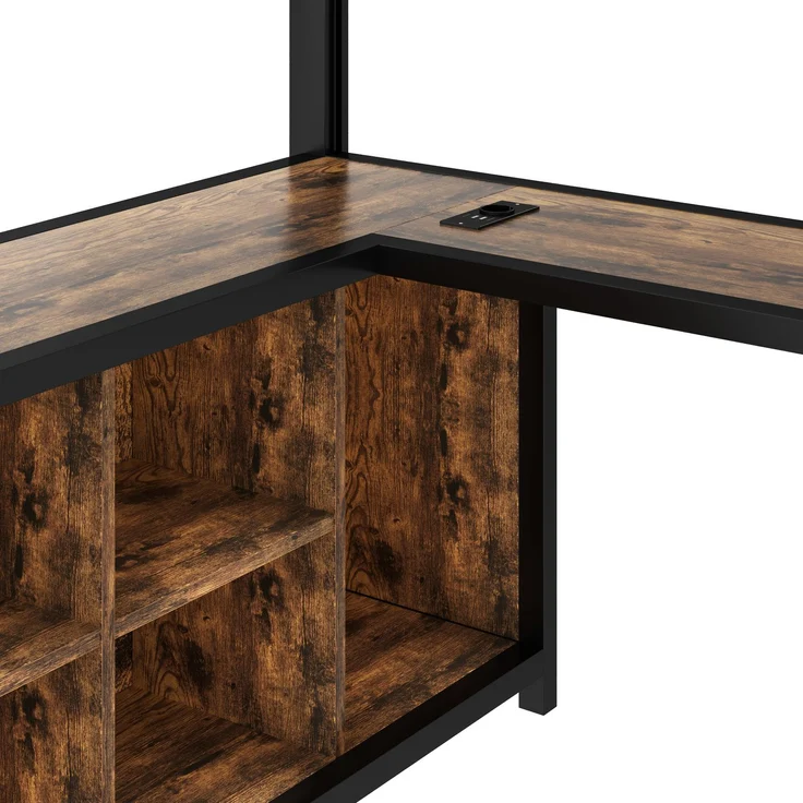 U-life Metall-Hochbett, Etagenbett, Loftbett, 140x200 cm, für Schlafzimmer, Jugendzimmer, kleine Wohnungen, mit integriertem Arbeitsbereich, LED-Beleuchtung, USB-Anschlüssen, viel Stauraum, offenem Kleiderschrank, sicherer Treppe, MDF + Metall, modern,... – Bild 9