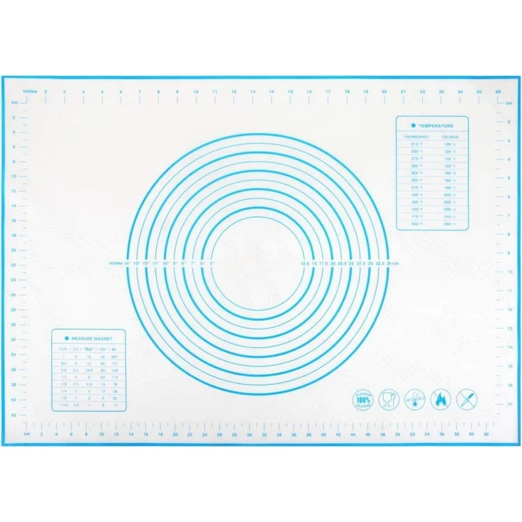 Silikonmatte Backmatte 70x50 cm Teigmatte Antihaft rutschfest Silicone Blaue – Bild 1