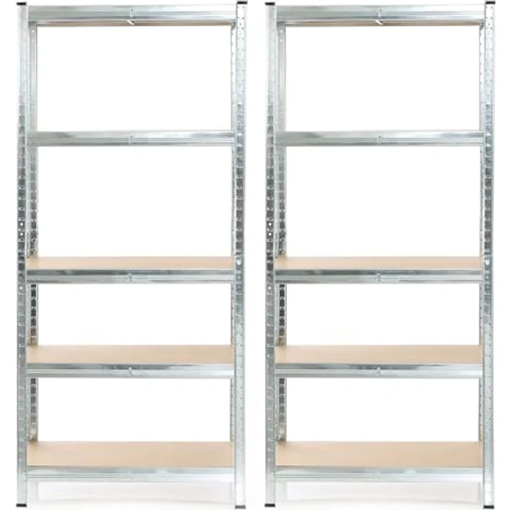 Wiltec Set 2X Schwerlastregal 180 x 90 x 40 cm, 875 kg Gesamtlast, Steckregal verzinkt aus Stahl, Lastenregal mit 5 Ablagen, Werkstattregal – Bild 6