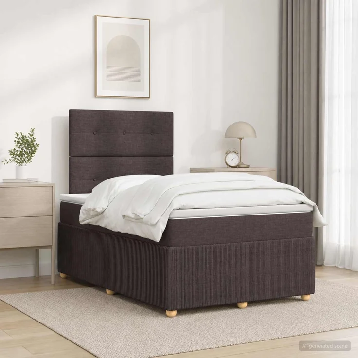 vidaXL Boxspringbett mit Matratze Dunkelbraun 120 x 200 cm Stoff 3454371 – Bild 1