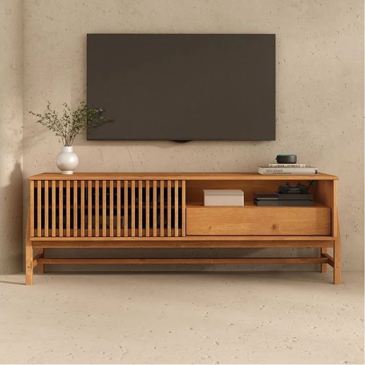 IDIMEX Lowboard ADAMO, Sideboard 145 cm aus Massivholz mit Lamellen-Schiebetür Eiche Finish – Bild 5