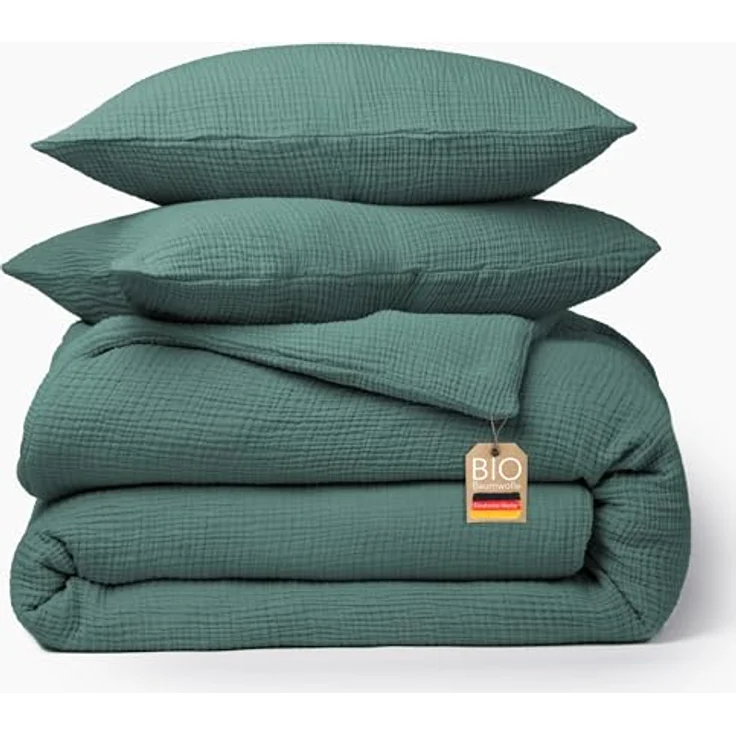 blanketino Bettwäsche Bettbezug Set aus 100% Musselin Bio-Baumwolle, atmungsaktiver Kissenbezug & Deckenbezug, Musselin, Made in Germany – Bild 2