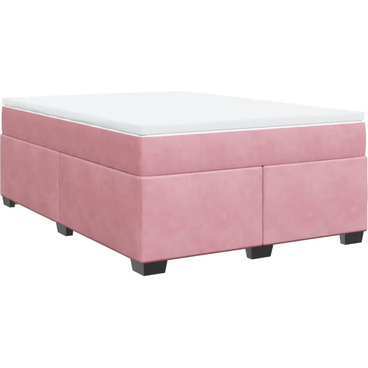 vidaXL Boxspringbett mit Matratze Rosa 140x190 cm Samt 3285286 – Bild 9