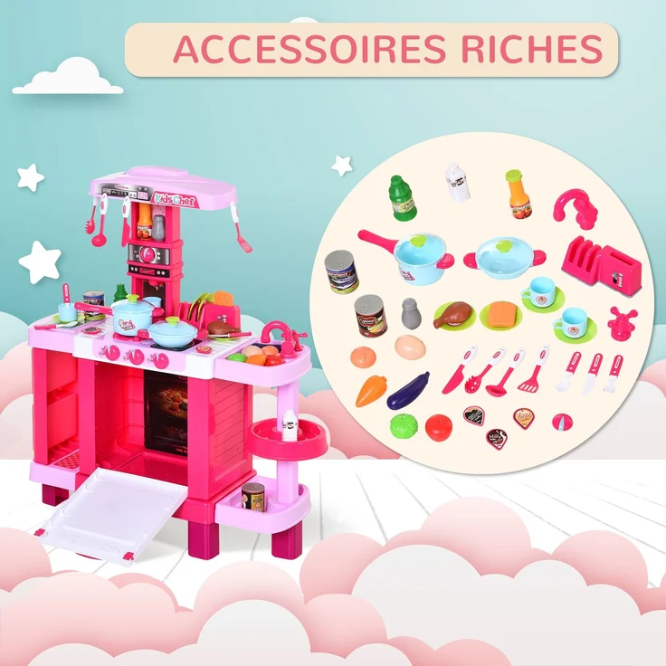 Kinderküche Rezepte Rollenspiel 38 Teile inklusive Sound und Licht Polypropylen Rosa – Bild 9