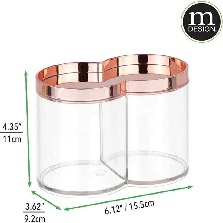 mDesign 2er-Set Kosmetik Organizer Wattepad Spender Aufbewahrung Ablage Roségold – Bild 2
