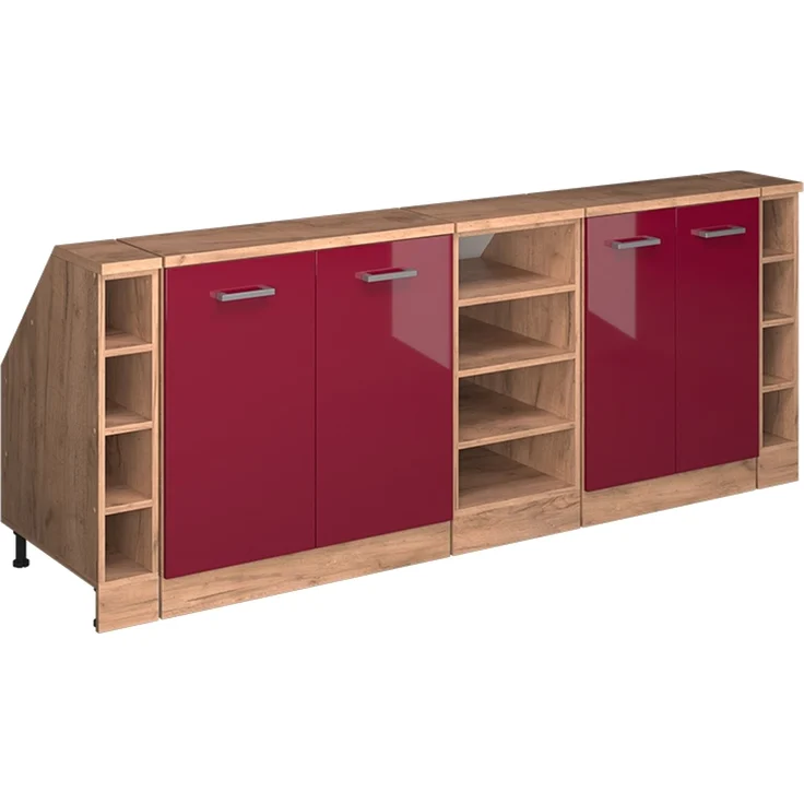 Küchenschrank für Dachschrägen R-Line Rot Hochglanz 210 cm 5er Set Schrankkorpuss 60 cm Tiefe Vicco – Bild 1