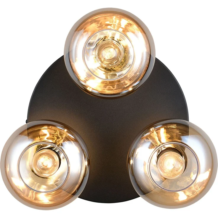 LED Deckenleuchte, Metall schwarz, Glas amberfarben, D 39 cm – Bild 6