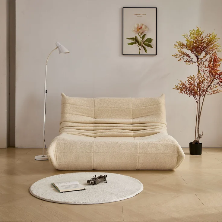 Loungesofa 149x114x82 cm, Beige, Teddy-Velours, ergonomisch, hochdichte Polsterung – Bild 4