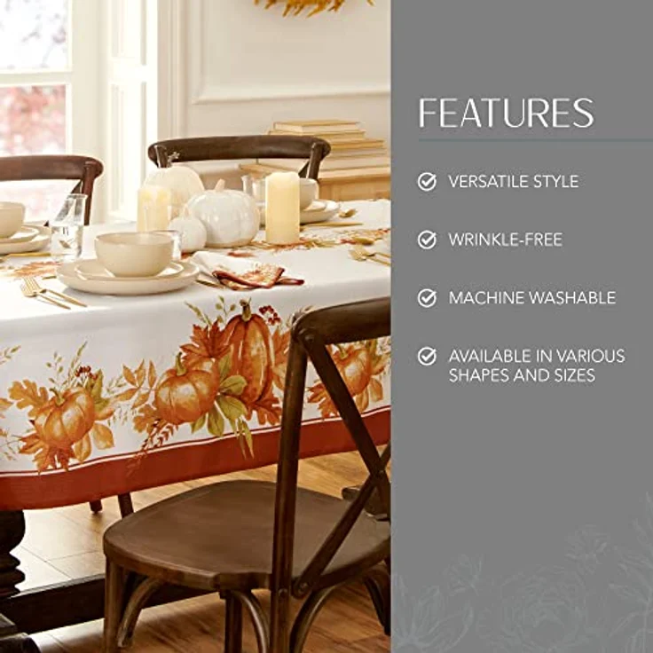 Elrene Home Fashions Autumn Pumpkin Grove Tischdecke, Polyester, Bunt, 60"x120" Rectangle (Tablecloth) – Bild 4