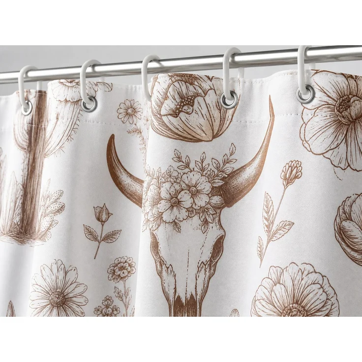 Duschvorhang wasserabweisend und schimmelresistent Weiß-Braun 240 x 180 cm – Bild 3
