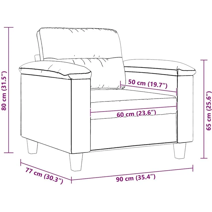 vidaXL Sessel Beige 60 cm Mikrofasergewebe 359554 – Bild 8
