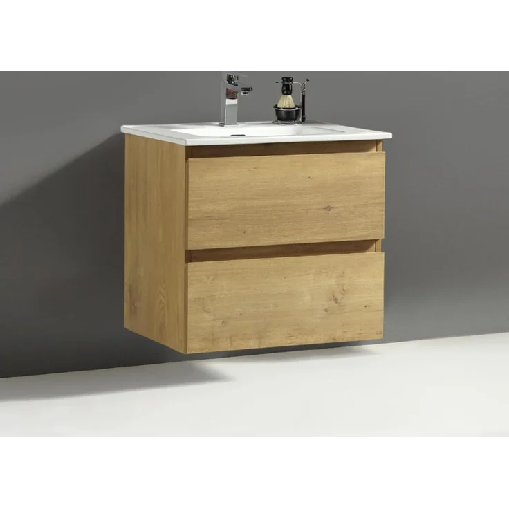 Alpenberger Badmöbel-Set - Badschrank Badezimmerschrank, (Waschbecken mit Überlauf, 2 Waschbeckenunterschrank Schubladen), Waschtisch mit Unterschrank 60 cm Breit