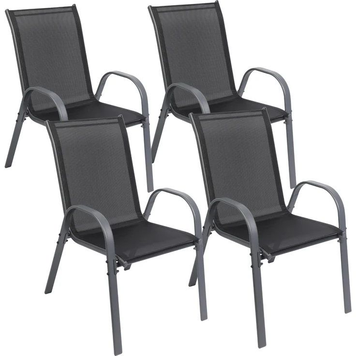 Albatros Gartenstühle 4er Set Kuba – Gartenstühle Stapelbar mit robustem Metallgestell und hoher Belastbarkeit – bequeme Stapelstühle auch als Terrassenstühle oder Balkonstühle – Bild 1