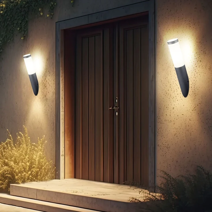 LED Fackel-Wandleuchte, Edelstahl anthrazit, H 40 cm – Bild 10