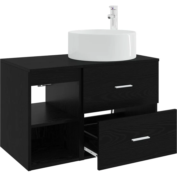 vidaXL Badezimmerschrank-Set 2 stk. Schwarz Eichen-Optik 3403929 – Bild 4