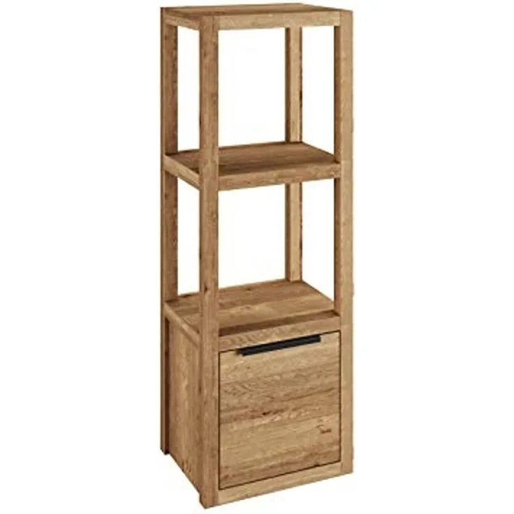 Wandregal Holz Wildeiche 1-türig 31x90x25 cm Woodkings Sydney Hängeregal Regal für Badezimmer Badregal Wandregal-Gäste-WC Massivholz Regal-Holz