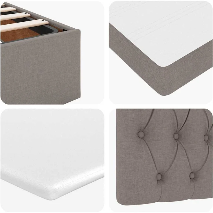 vidaXL Ottoman-Bett mit Matratze Taupe 100x200 cm Stoff 3311522 – Bild 11