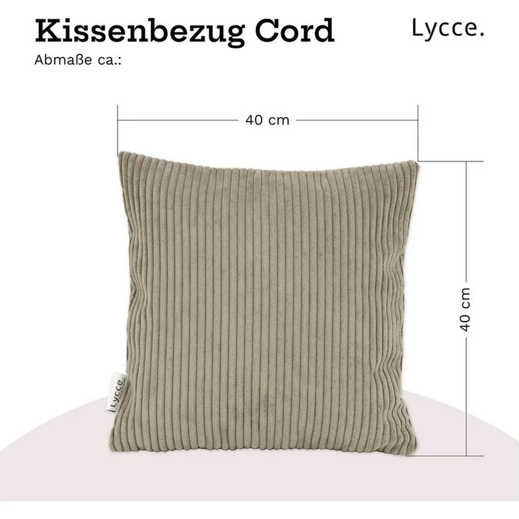 Lycce Dekokissen Kissenbezug 2er Set CORD Stoff (40 x 40 cm) mit Reißverschluß – Bild 2