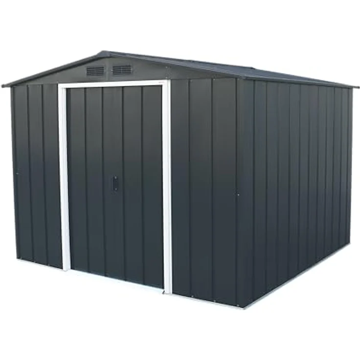 Duramax ECO 8x8 (5.89 m²) Metallgerätehaus, feuerverzinktes Metall gerätehaus - Geräteschuppen, verstärkte Dachkonstruktion, wartungsfreier und wetterfester Metallschuppen, Anthrazit – Bild 2