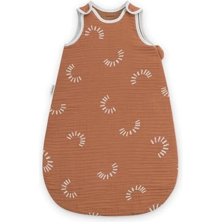 Ehrenkind® Baby Sommerschlafsack Rund Musselin 0.5 TOG | aus weicher OEKO-TEX zertifizierter Bio-Baumwolle | Sommer Baby Schlafsack Baby 0.5 TOG Gr. 86/92 Zimt Gemustert