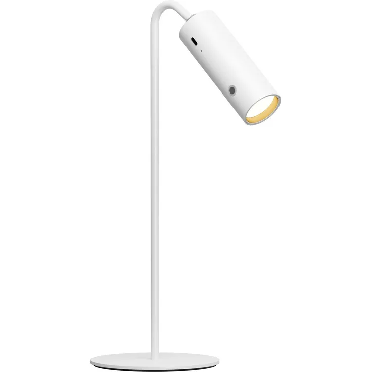 EMKE LED Tischlampe kabellos, 6-in-1 Wiederaufladbare Tischlampen, dimmbar, mit Touch LED, schwarz, Tischlampe Outdoor, 3 Farbmodi, 360° einstellbare magnetische Wandleuchte, USB-C, Weiß