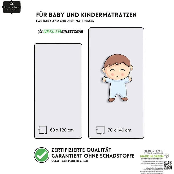 Hometex Premium Textiles Spannbettlaken Jersey Spannbettlaken 100% Baumwolle, Jersey, Gummizug: Rundumgummizug, Premium-Jersey Matratzenhöhe bis 23 cm – Bild 4