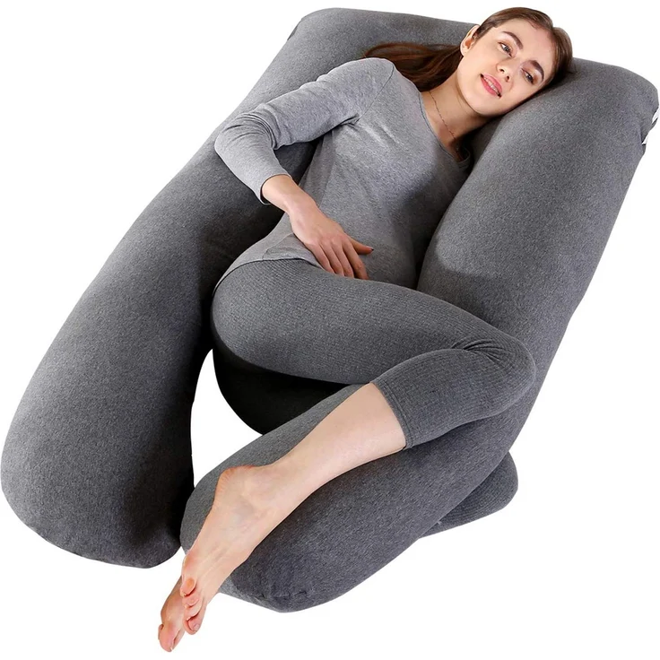 SHANNA Schwangerschaftskissen U Form Seitenschläferkissen Stillkissen Fütternkissen mit Gestrickte Baumwolle Bezug, Groß Lagerungskissen, Komfortkissen Erwachsene, Körperkissen fur Schlafen und Mutter