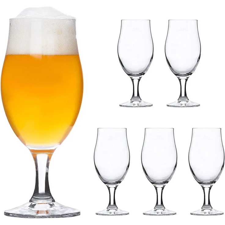 Rocco 6er-Set Bierglas Executive 0. 3L edle Bier-Tulpe Stiel-Gläser Cocktail-Becher Glas Kelche