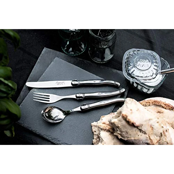 Laguiole Style de Vie Besteck-Set Premium Line, 24 Teile, Edelstahl und Kunststoff, für 6 Personen, spülmaschinengeeignet, mit Holz Besteckkasten – Bild 4