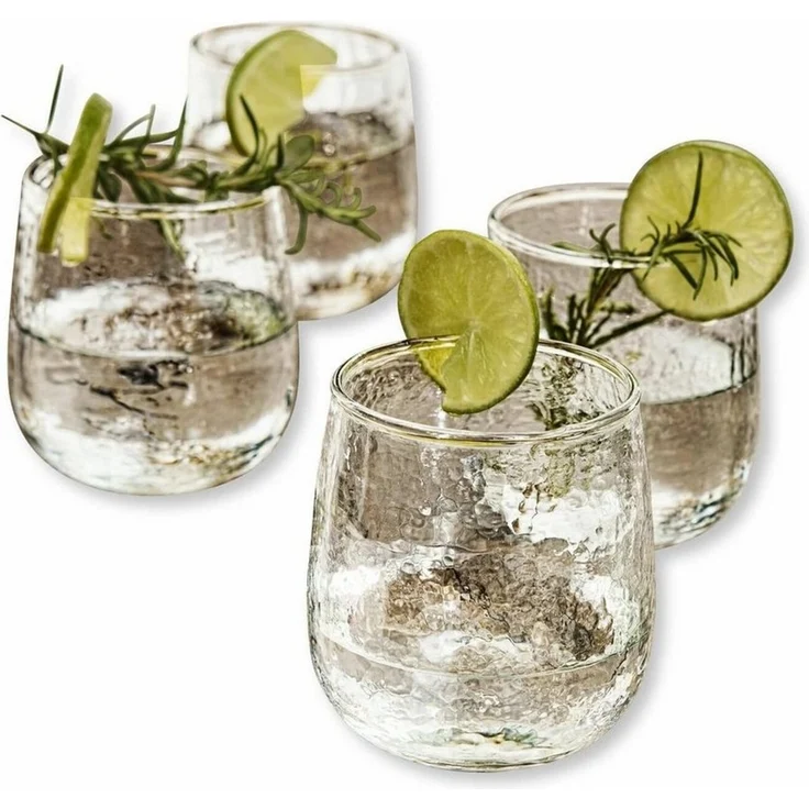 Mirabeau Glas Glas 4er Set Valters klar, Glas, Trinkgläser, Mundgeblasenes Glas, Mit welliger Struktur – Bild 1