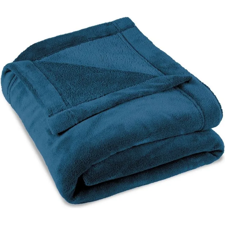 CelinaTex Flauschige Kuscheldecke 150x200 cm blau Decke Sofa warm Wohndecke weich Mikrofaser Fleece Oeko-TEX Montreal