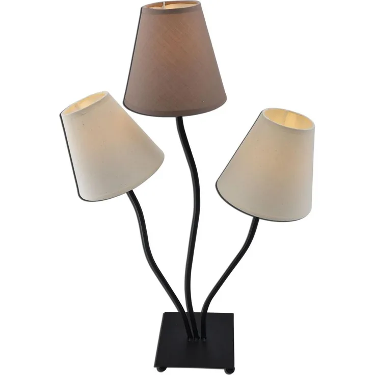 Tischleuchte mit Stoffschirm beige, braun Näve Boho 3x E14