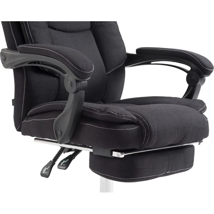 Bürostuhl MEDHA Stoff - 114x67x64, Schwarz Stoff Metall in Chromoptik Gestell ergonomische Bürostühle Homeoffice Stuhl mit Rollen – Bild 7