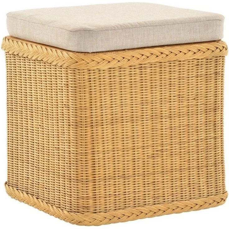 Krines Home Sitztruhe Rattan Wäschekorb Quadratisch Wäschetruhe Sitz gepolstert Flur-Bank, Aufbewahrungsbox mit Deckel Bad-Hocker Sitzhocker Wäschesammler – Bild 4