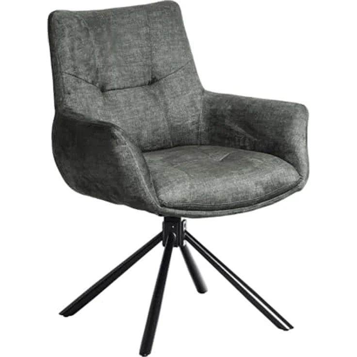 riess-ambiente Drehstuhl SIGNATURE moosgrün/schwarz - Samt, Metall, drehbar, mit Armlehne (Einzelartikel, 1 St), 360° drehbar & mit Taschenfederkern - ideal für Esszimmer & Büro – Bild 2