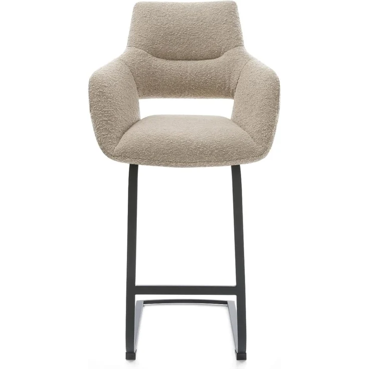 Barstuhl Yago-Flex Bouclé Schlamm Freischwinger Flach Metall Schwarz Taschenfederkern – Bild 3