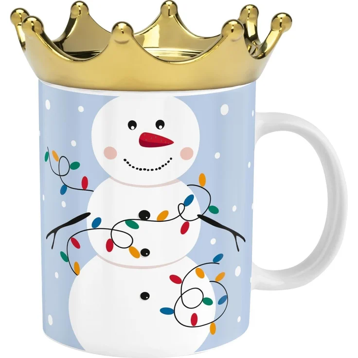 Sheepworld Tasse m. Deckel Kronenform 35cl Geschenk Weihnachten SCHNEEMANN 51222 – Bild 1