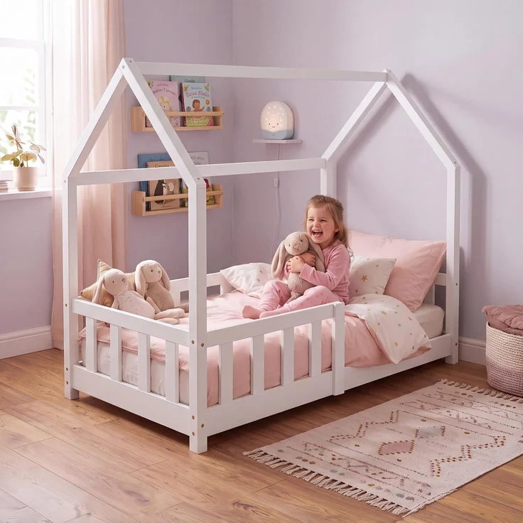 Hausbett Hesel mit Rausfallschutz 70x140 cm Weiß [en. casa] – Bild 5