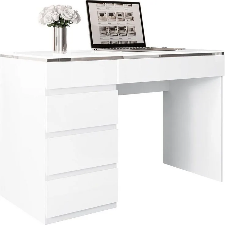 Lookway Schreibtisch AURORA SILVER mit Schubladen, Breite: 120 cm