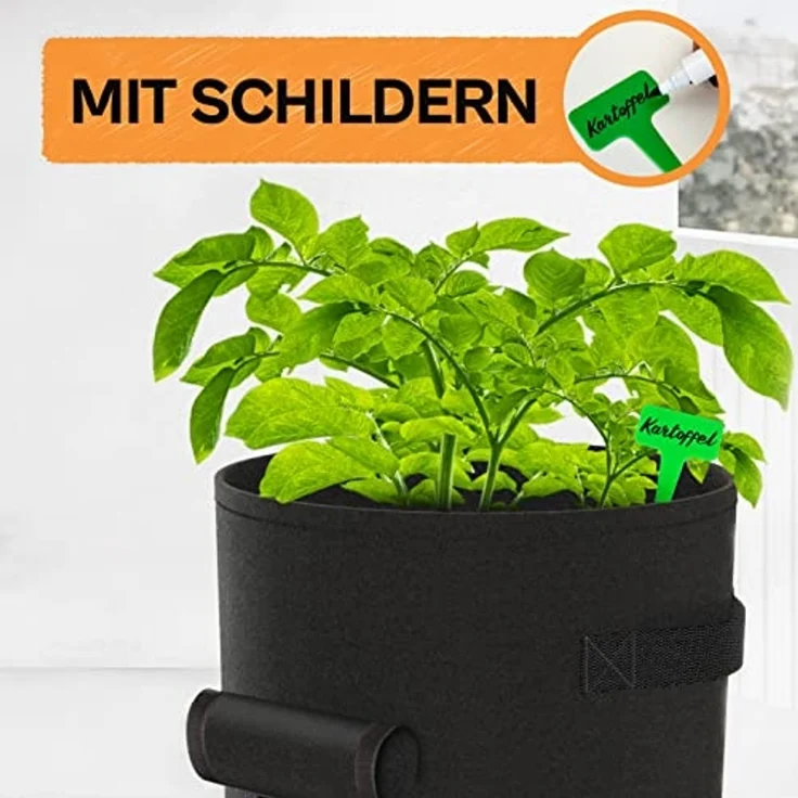 Praknu Pflanzkübel Kartoffelsack Pflanzsack 3er Set - 40L Groß - Mit Sichtfenster und (3er Set, 3 St) – Bild 3