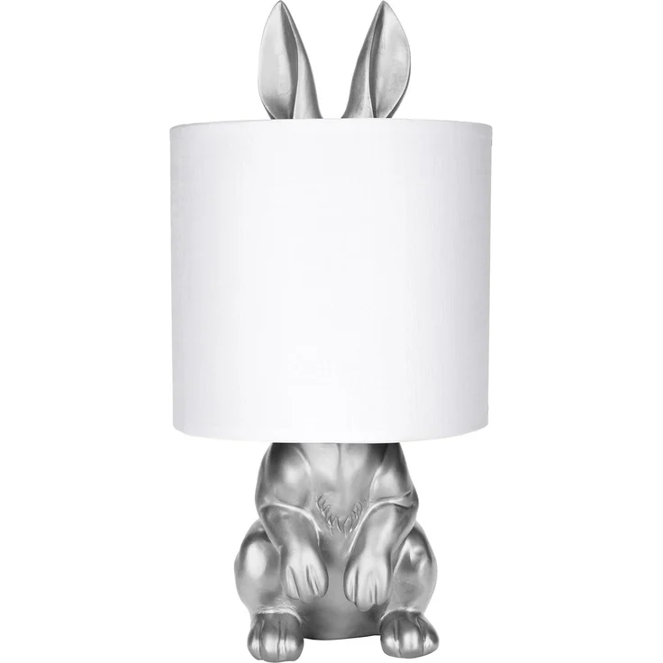 BRUBAKER Nachttischlampe Tischleuchte Hase Gold oder Silber - Tischlampe mit Lampenschirm, ohne Leuchtmittel, Motiv Lampe mit Keramikfuß, Höhe 42 cm – Bild 1