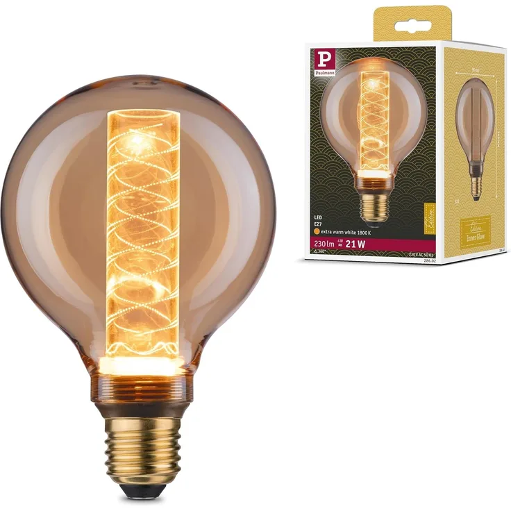 Paulmann Inner Glow Edition LED Globe Innenkolben Spiralmuster E27 230V 200lm 4W 1800K Gold #28602