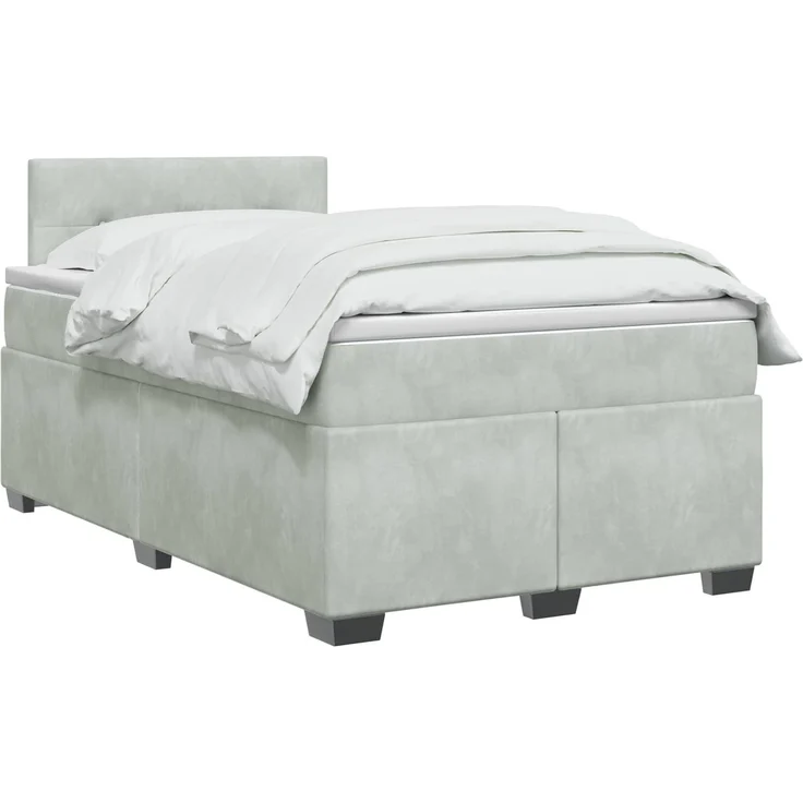 vidaXL Boxspringbett mit Matratze Hellgrau 120 x 200 cm Samt 3450692 – Bild 3