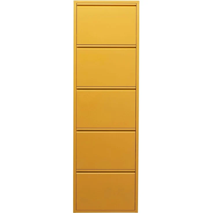 Kare Design Schuhschrank Caruso Gelb, Metall, mit 5 Klappen, Schuhablage für 10 Paar Schuhe, schmal, platzsparend, hoch, Schuhregal, Eingangsbereich, 170 x 50 x 15 cm (H/B/T), 88016 – Bild 1
