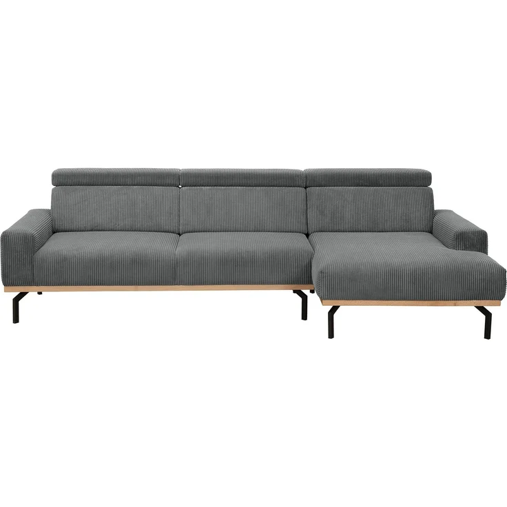 Sofa mit Longchair rechts Katrien Cordstoff anthrazit – Bild 3