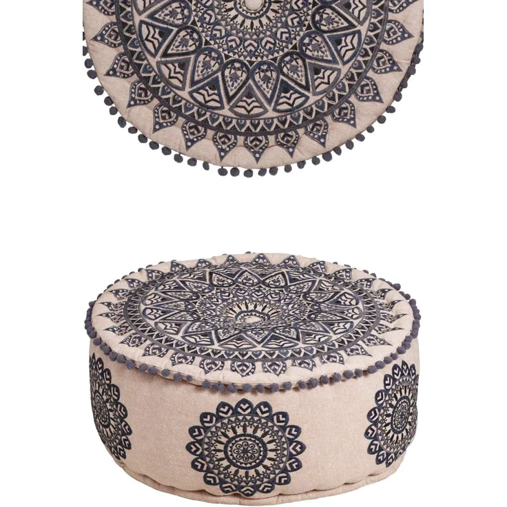 Marrakesch Orient & Mediterran Interior Pouf Orientalische Pouf Hocker Sitzpuff Deko Aziza Schwarz (1-St), Handarbeit